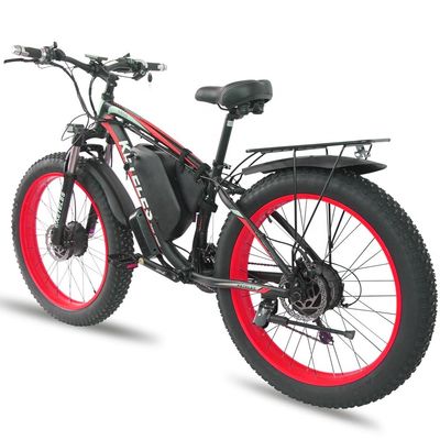 26AH 2000W ハイパワー 二輪駆動 26x4.0インチファットタイヤの二駆電動自転車