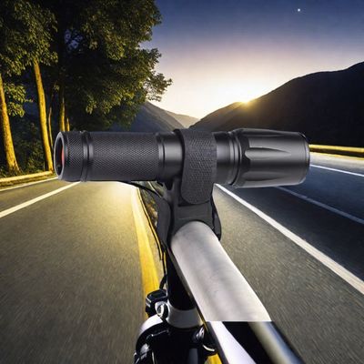 黒い自転車LEDタッチ回転ブレーキ懐中電灯 28-40mm自転車ライトのスタンド