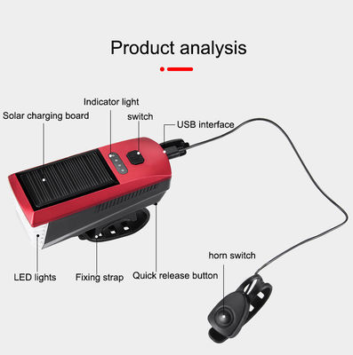 青い太陽光とUSB充電自転車ライト 2000mAh MTBロードサイクリングのためのフロントヘッドライト