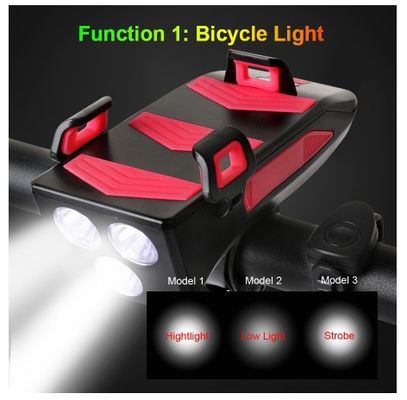 USB 充電可能 LED 自転車ヘッドライト 自転車ホーン 電話ホルダー 夜行用のパワーバンク