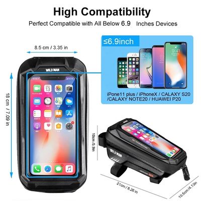 防水6.6インチ電話ケース MTB パック 1L容量自転車用品用のタッチスクリーンバッグ